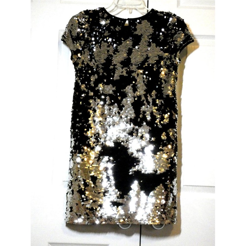 Party Dress Black Silver Color Changing Sequins Sparkle Unique Youth Size 10-11